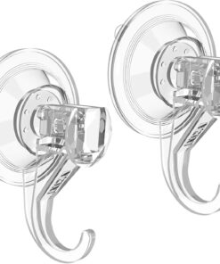 VIS'V Shower Suction Cup Hooks. Removable and Reusable. Clear. Small. 2 Pcs | Clear Invisible Design. Locking Suction Technology. Dual Vacuum Suction. Heavy Duty. Fits for Smooth Flat Surfaces